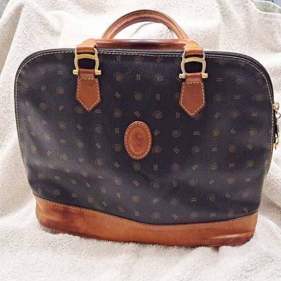 Barocco High End Italian Leather Black and Brown Satchel - Picture 1 of 10